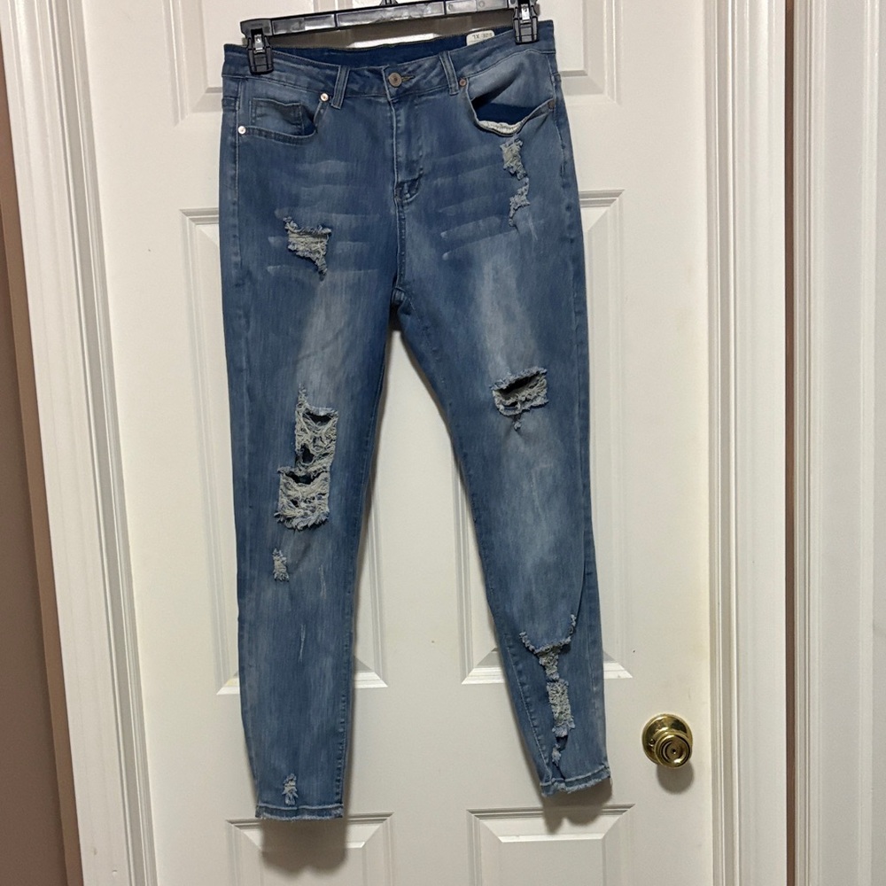 Distressed Blue Jeans